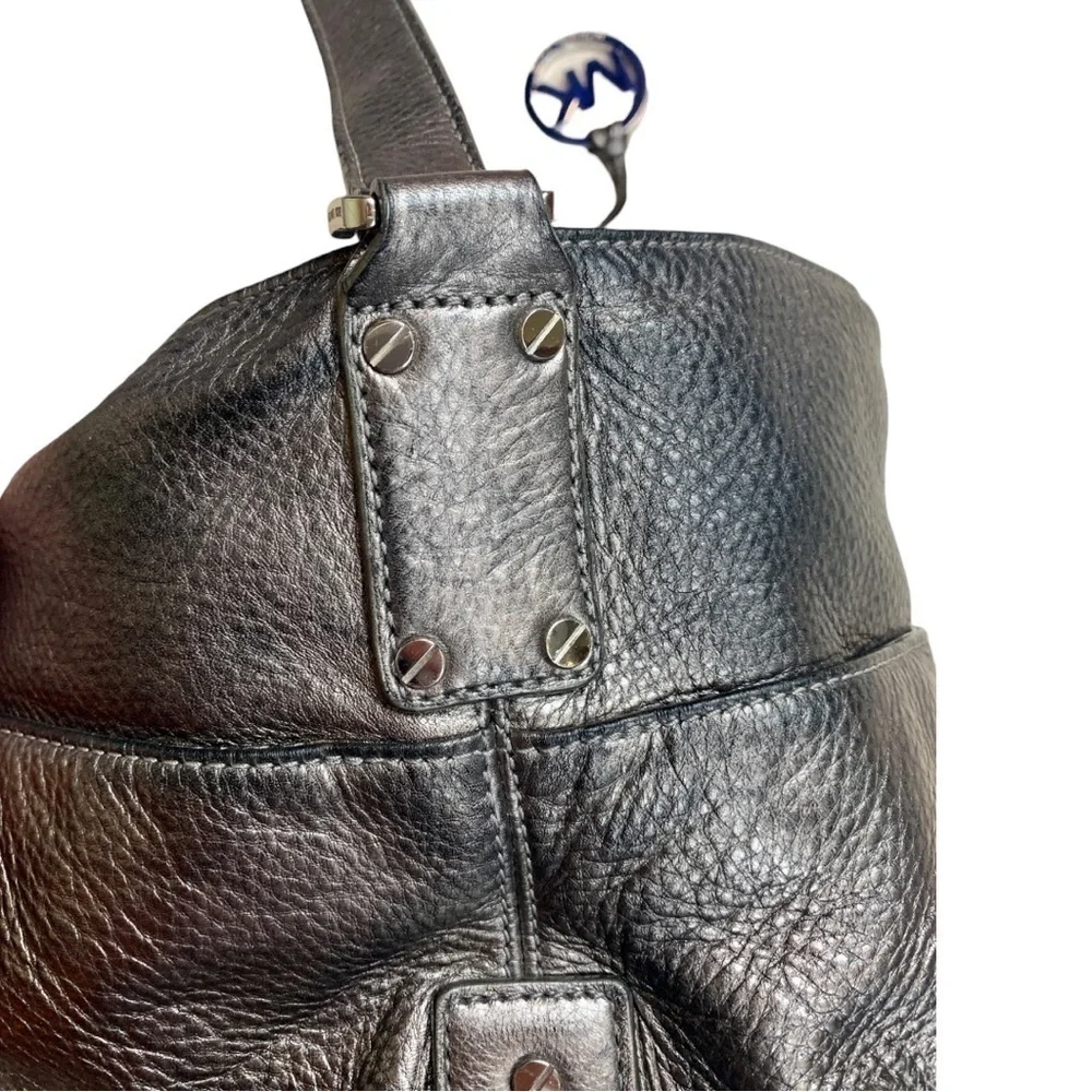 Michael Kors Silver Pebbled Leather Hobo Purse